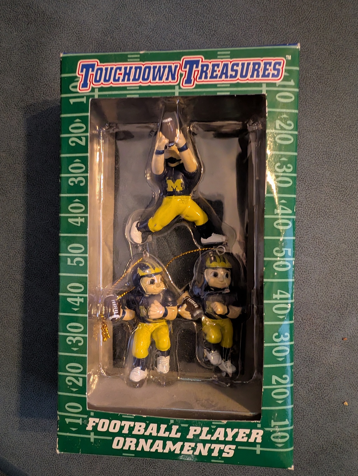 Touchdown Treasures football player ornaments